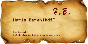 Haris Bereniké névjegykártya